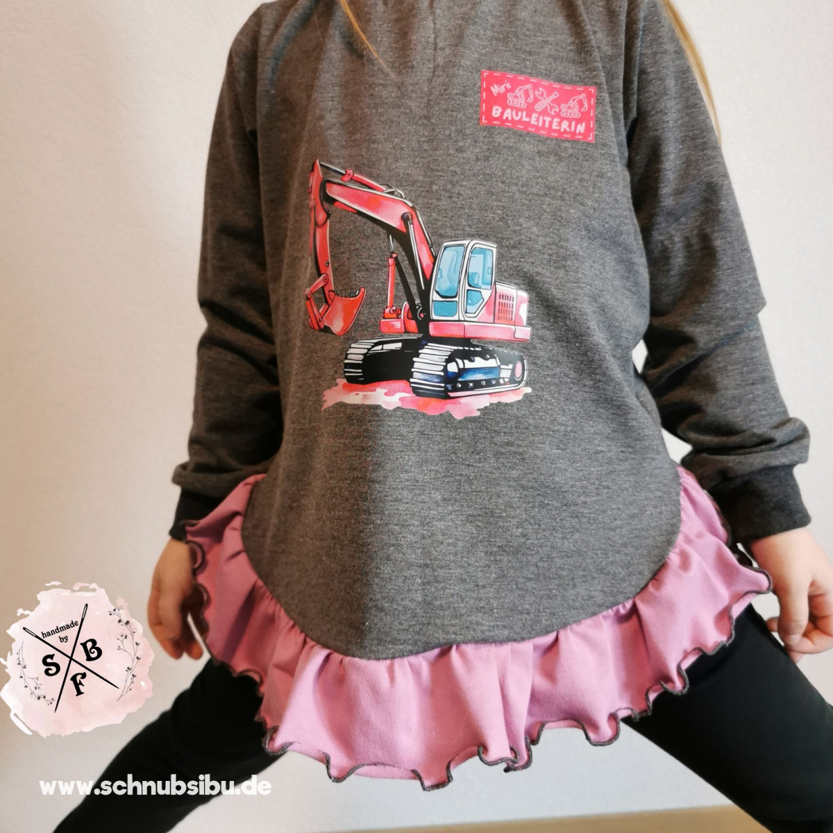 Bügelbild Bagger pink